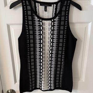 White House Black Market Black and White Geometric Sweater Tank Top Small